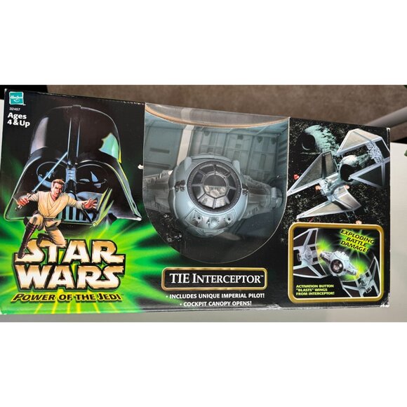 Star Wars Power of the Jedi TIE INTERCEPTOR + Imperial Pilot Hasbro New Sealed - Picture 1 of 5